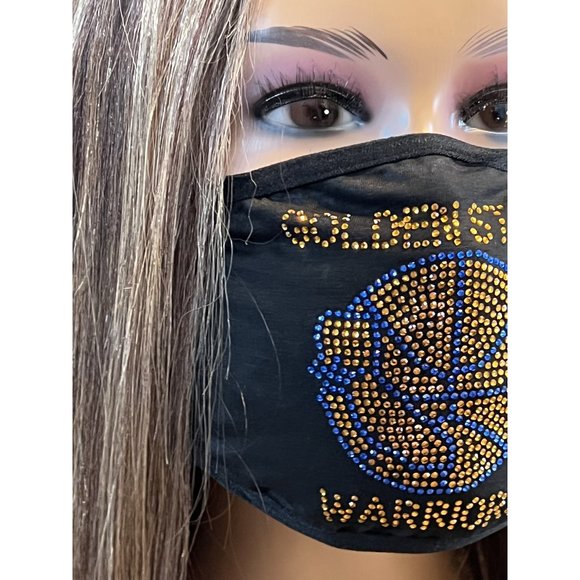 Golden State Warriors Rhinestone Bling Face Mask Washable - Picture 9 of 16